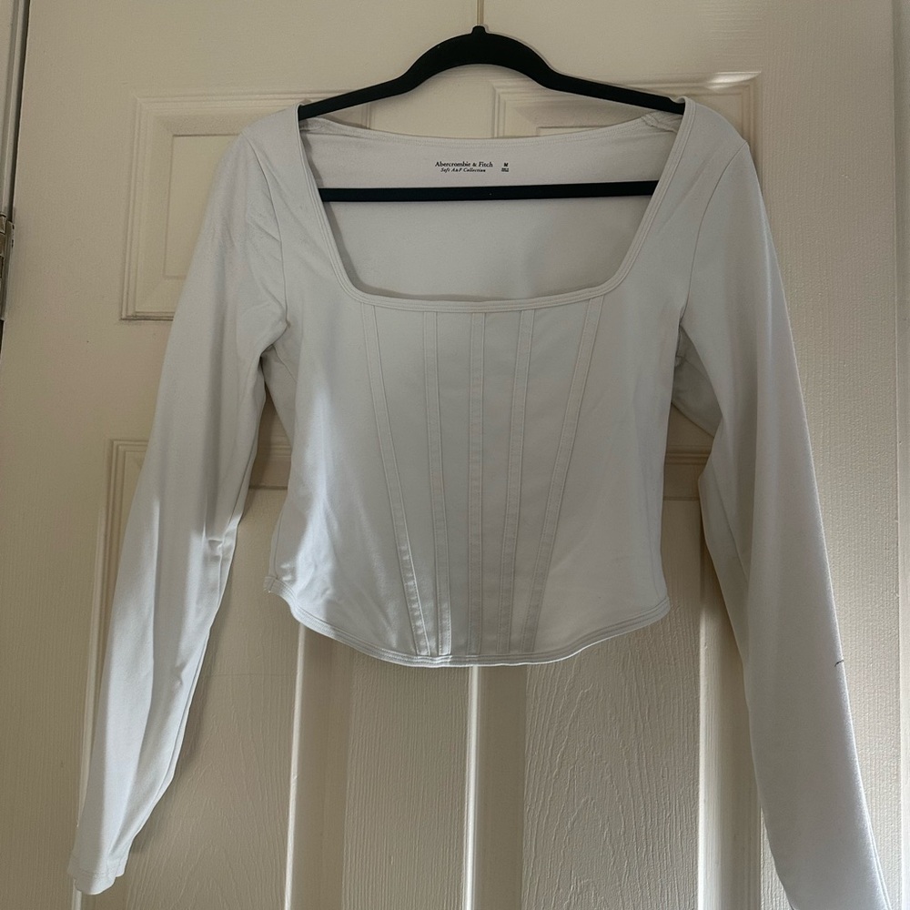 Abercrombie & Fitch White Square Neck Crop Top